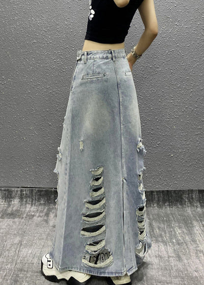 Chic Light Blue Pockets High Waist Denim Skirt Summer EE014