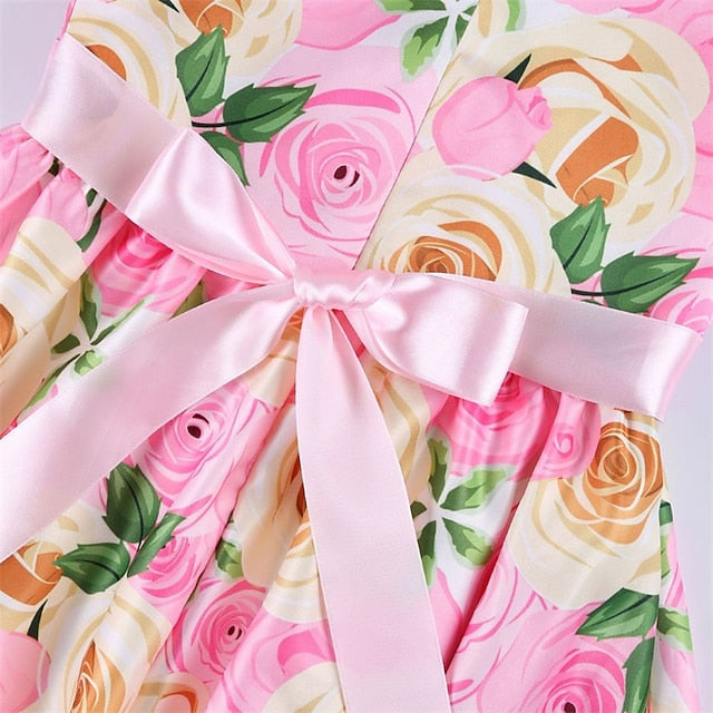Short Flower Kids Floral Party Sleeve Dress Girls'