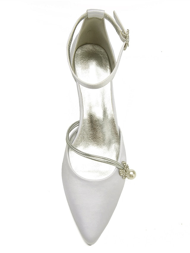 Pearl Blue and Kitten Satin Heels with Dark Women's