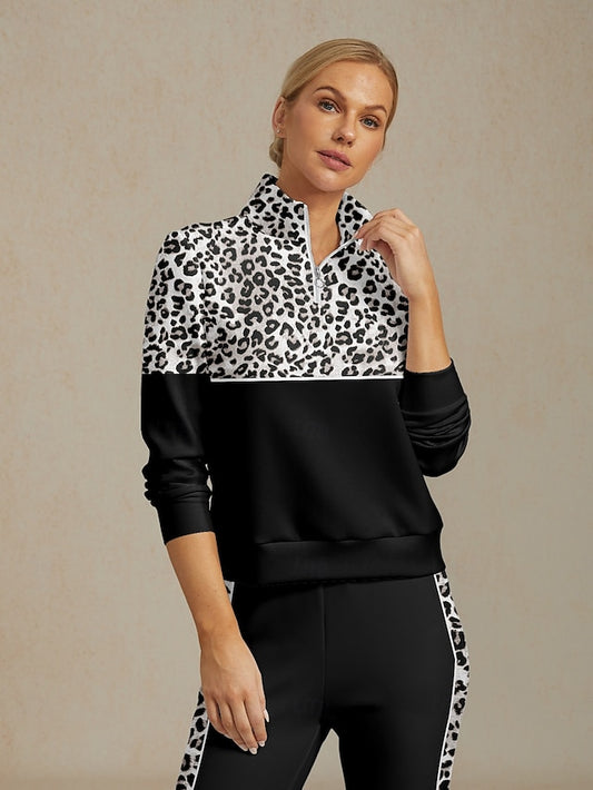 Women's Golf Pullover Sweatshirt Black Long Sleeve Top