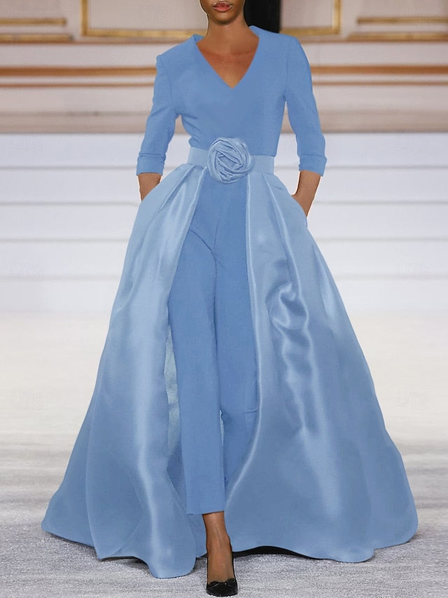 Overskirt Dress of the Bride Mother With Simple Elegant Jumpsuit