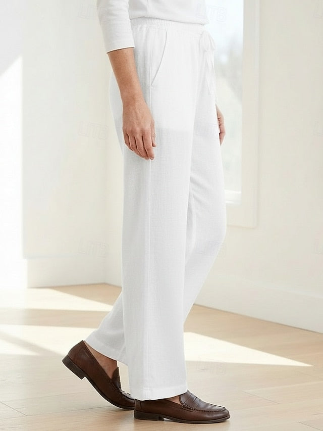 70% Linen Women's Linen Pants Culottes Wide Leg Wide Leg