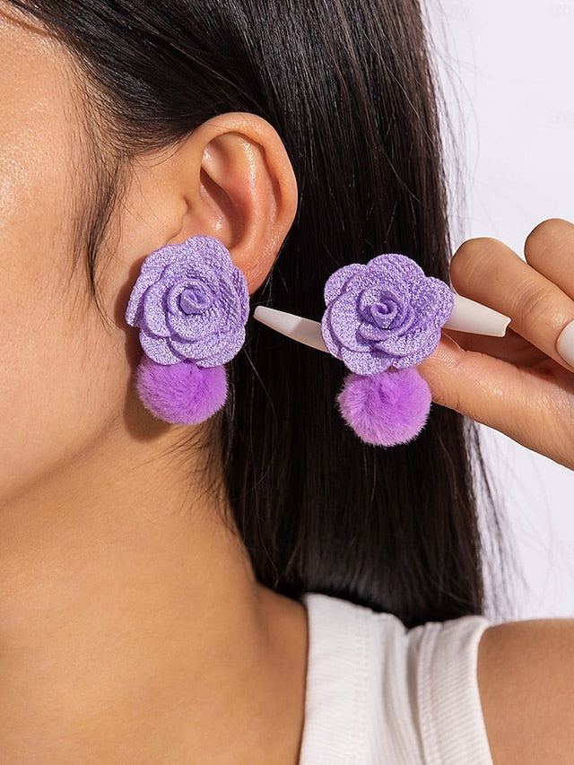 Floral Oversized Women's - Statement Earrings Drop Flower