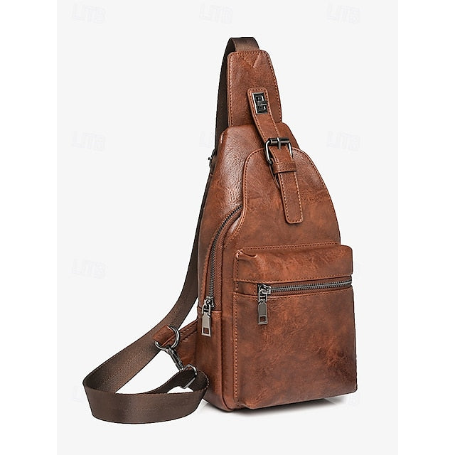 Sac bandoulière en similicuir marron pour femme