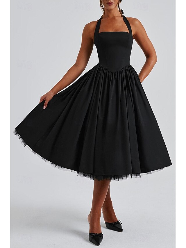 Women's Midi Dress White Dress Graduation Dress Fashion