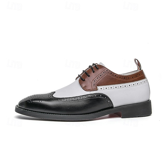 Oxford Men's Brown with and Shoes Wingtip White