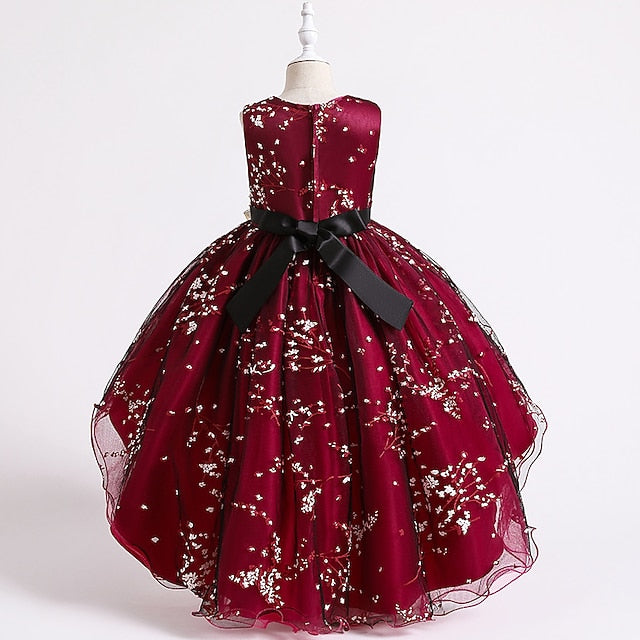 Dress Floral Colored Solid Kids Wedding Girls' Sleeveless