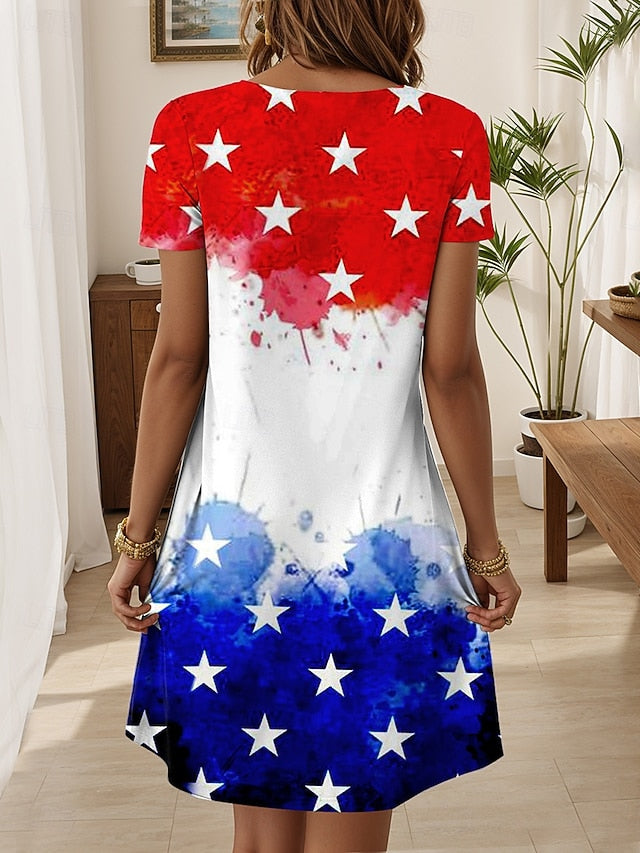 Women's Patriot Veteran Patriotic  Dress Mini Dress T Shirt