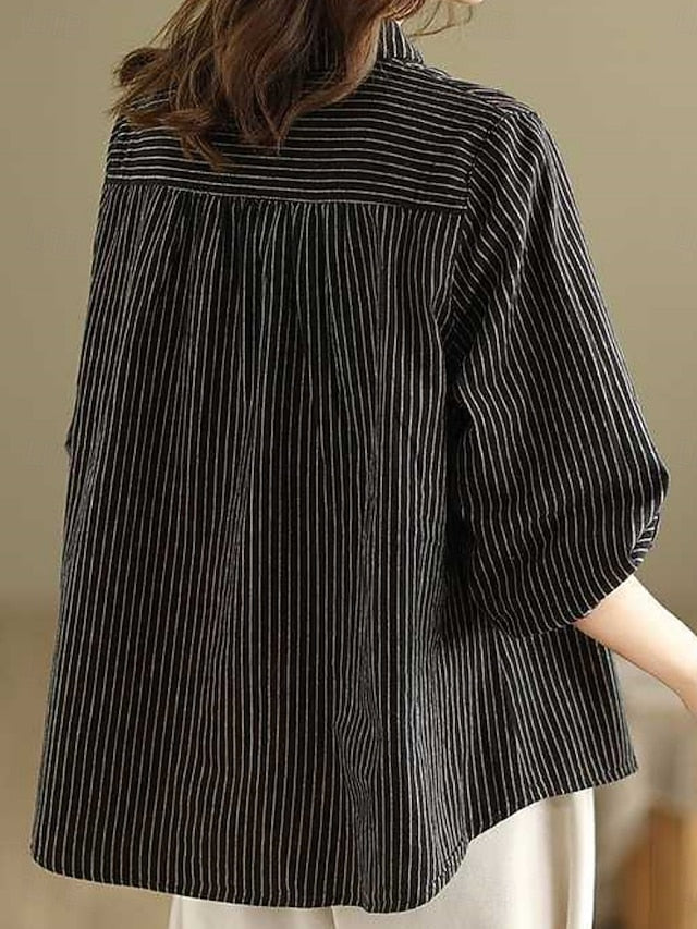 Women's Shirt Cotton Linen Shirts Button Up Blouse Buttons