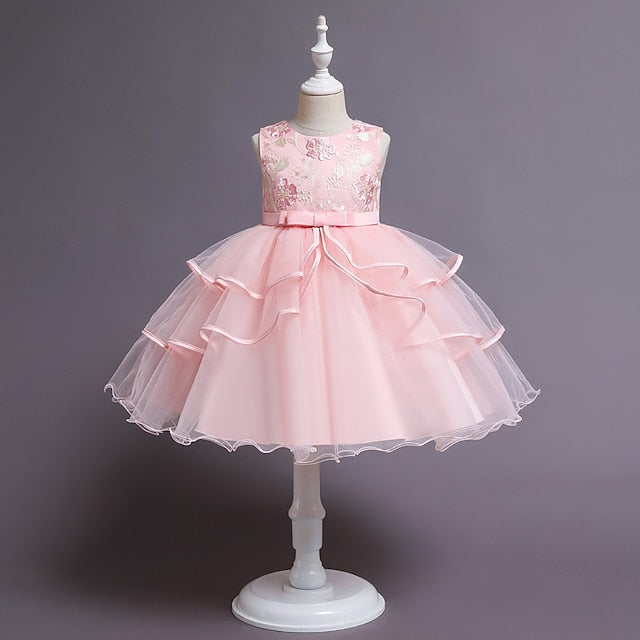 Girls' Dress Flower Sleeveless Girl Sequin Kids