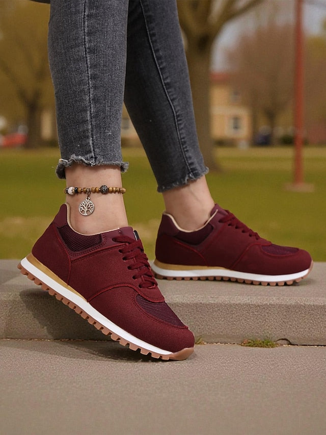 Women's Beige Classic Retro Jogger Sneakers – Casual Low