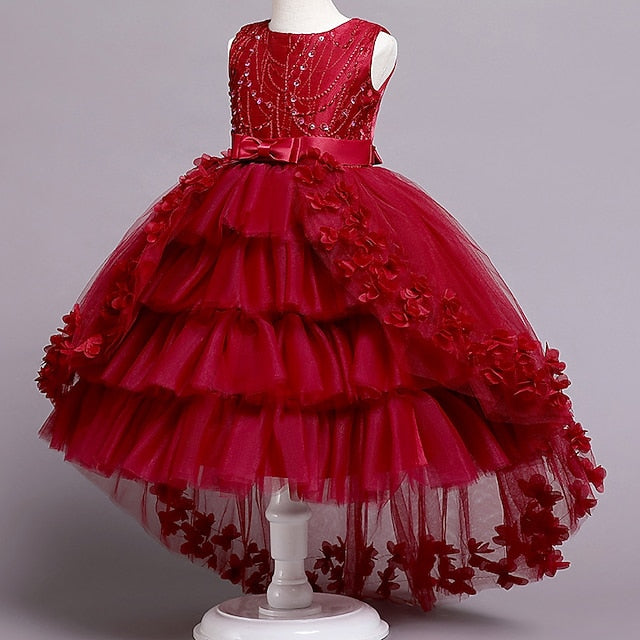 Colored Solid Flower Dress Girl Kids Girls'