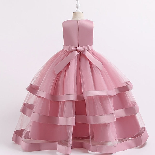 Sleeveless Kids Colored Wedding Party Girls' Dress Solid