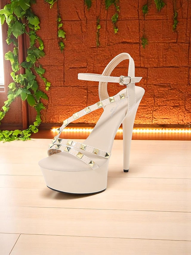 with Straps Women's Platform Heels Studded Stiletto
