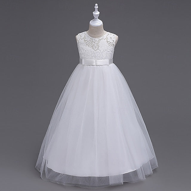 Cosplay Kids Girls' Party Solid Dress Color