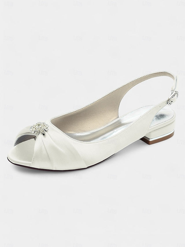 Wedding with Crystal Slingback Women's Satin Heels