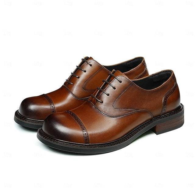 Men's Toe Genuine Leather Cap Oxford First Shoes-
