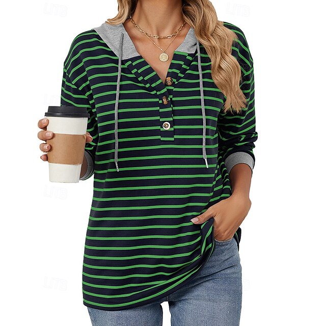 Women's Pullover Sweatshirt Casual Tops Drawstring Long