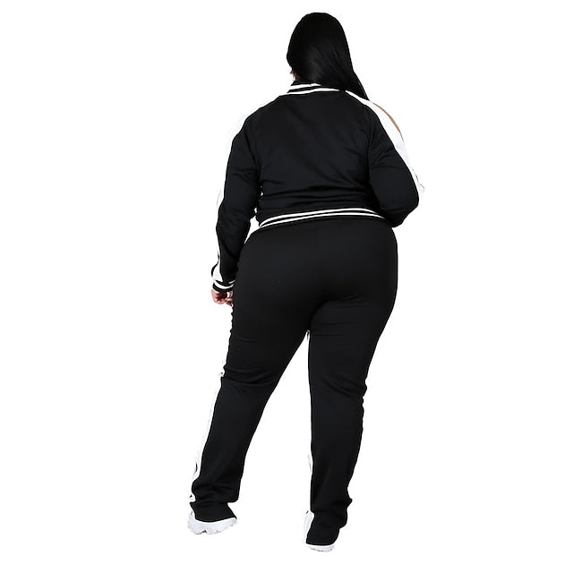 Women's Tracksuit Sweatsuit Drawstring 2 Piece Striped