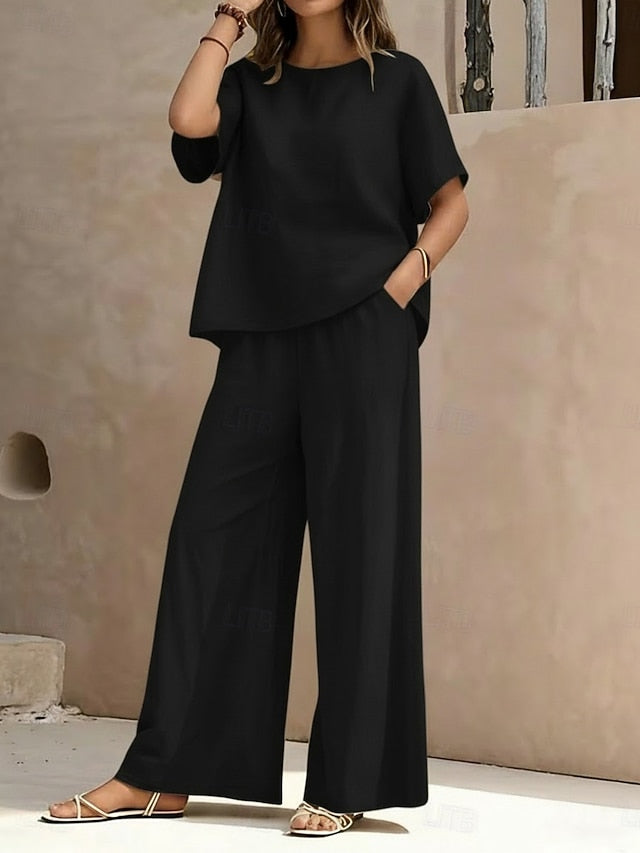 Women's Two Piece Sets Pants Sets Bolero Short Sleeve Crew