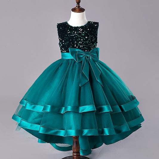 Sequin Party Girls' Dress Sleeveless Festival Kids Wedding