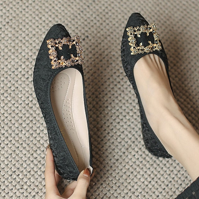 Flats Embellished Wedding Floral Women's - Foldable Crystal