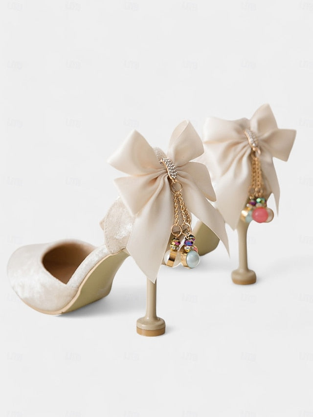 Jane Women's Mary Big Heels and Burgundy Bow with Velvet