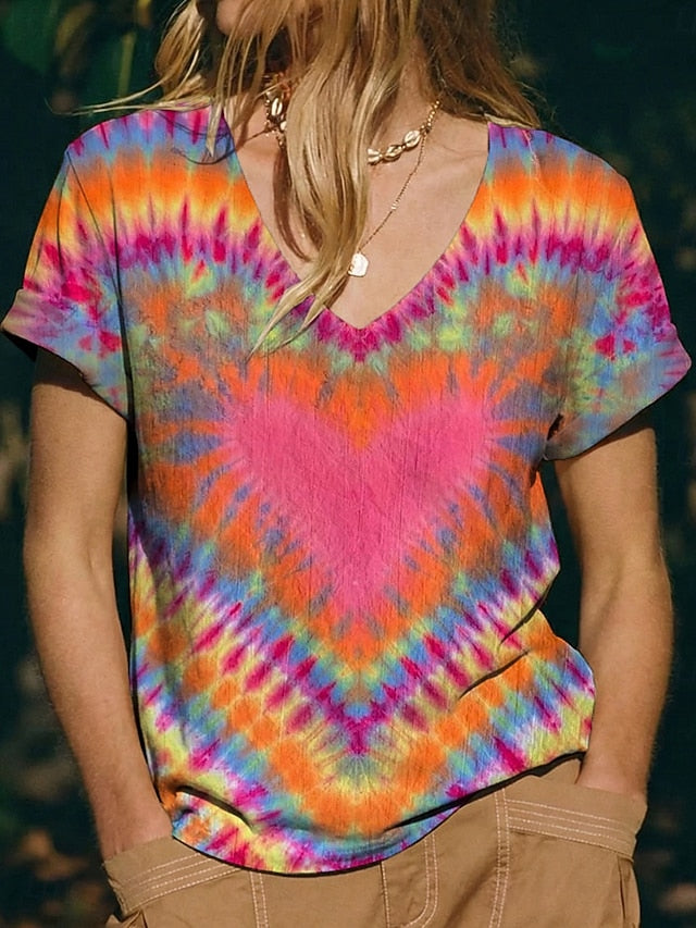 Women's T Shirt Print Tie Dye Graffiti Bohemia Vintage