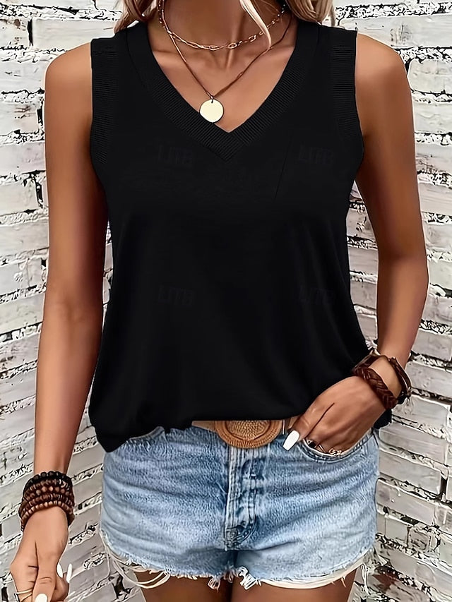 Women's Tank Top Sleeveless Shirt Tee Top Patchwork Solid