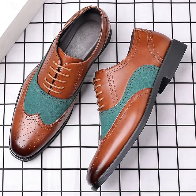 Shoes in and Green Oxford Wingtip Brown Men's Two-Tone –