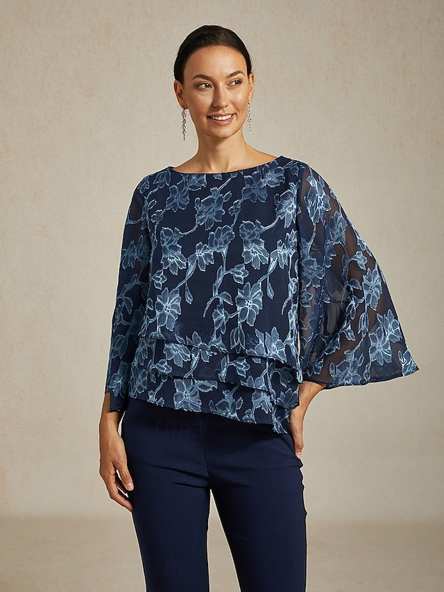 Women's Blouse Chiffon Tops Lace Floral Elegant Stylish
