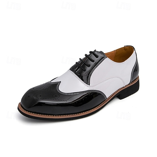 Men's Gold with Black Patent and Leather Shoes Oxford