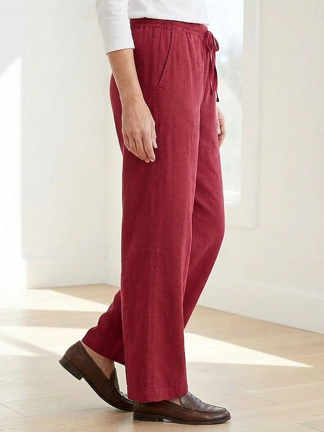 70% Linen Women's Linen Pants Culottes Wide Leg Wide Leg