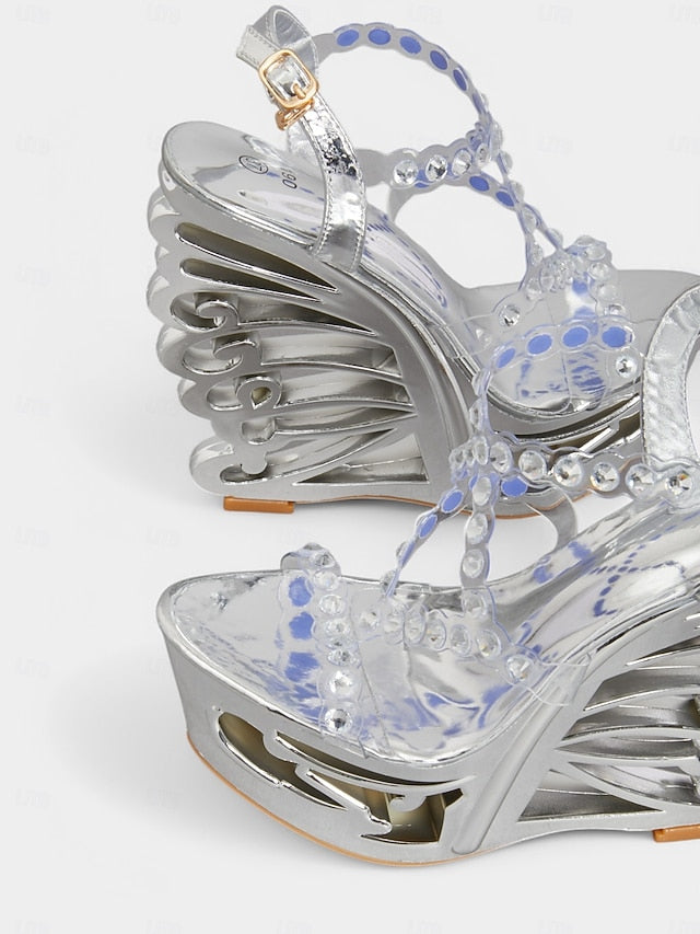 Rhinestone for Sandals Silver Elegant Stiletto – Dance Women