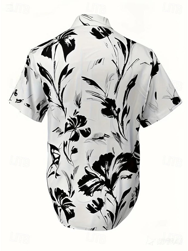 Women's Shirt Long Sleeve Button Down Blouse Floral Graphic