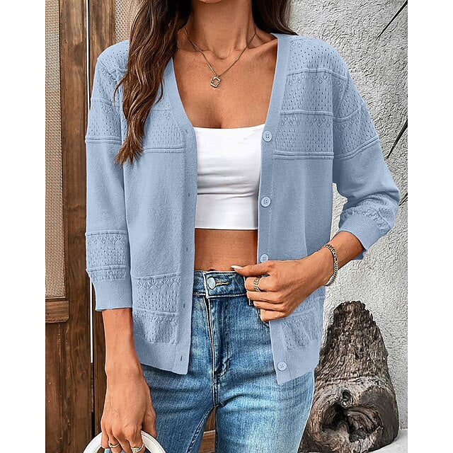 Women's Knit Cardigan Long Sleeve Top Athleisure Fall /