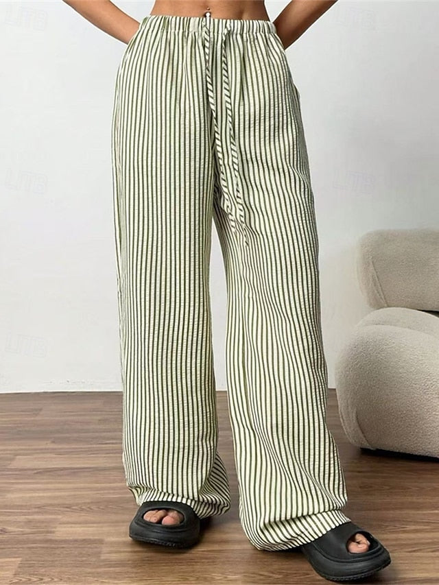 Women's Wide Leg Chinos Pants Trousers Vacation Vintage