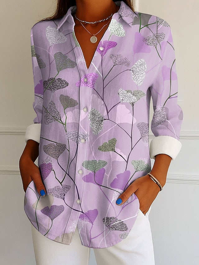 Women's Shirt Linen Like Breathable Lightweight Button Down