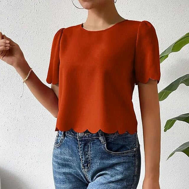 Shirt Blouse Women's Dusty Rose Blue Orange Plain Sexy