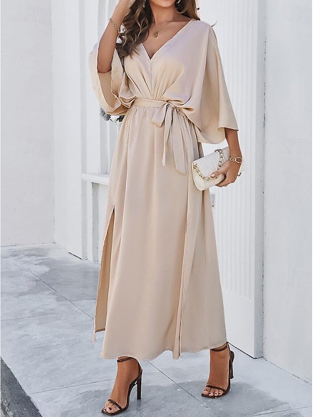 Women's Tiered Dress Maxi Dress Split Thigh Party Formal V