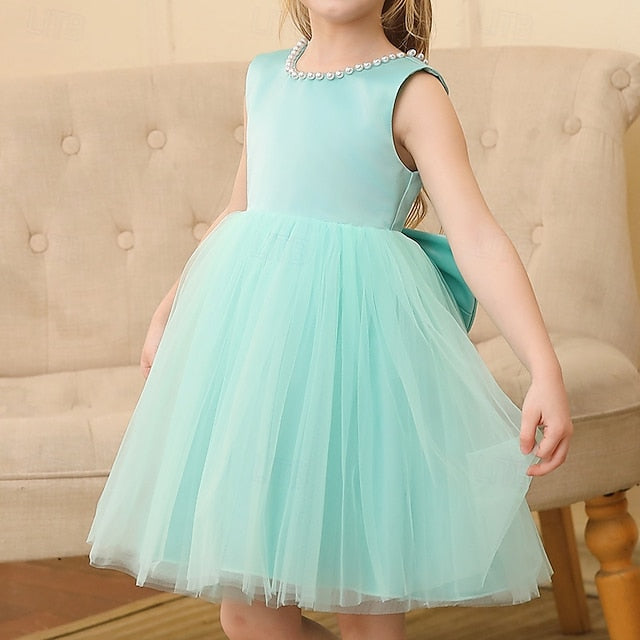 Wedding Dress Color Solid Sleeveless Party Kids Girls'