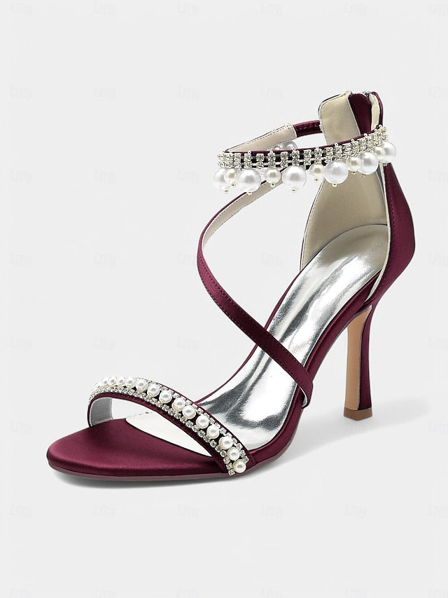 Heels – Party Chic Pointed-Toe Pink Ankle Strap Satin