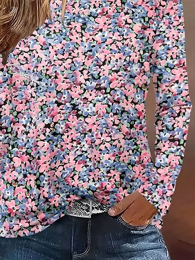Women's T Shirt Print Ombre Floral Graphic Vintage Stylish