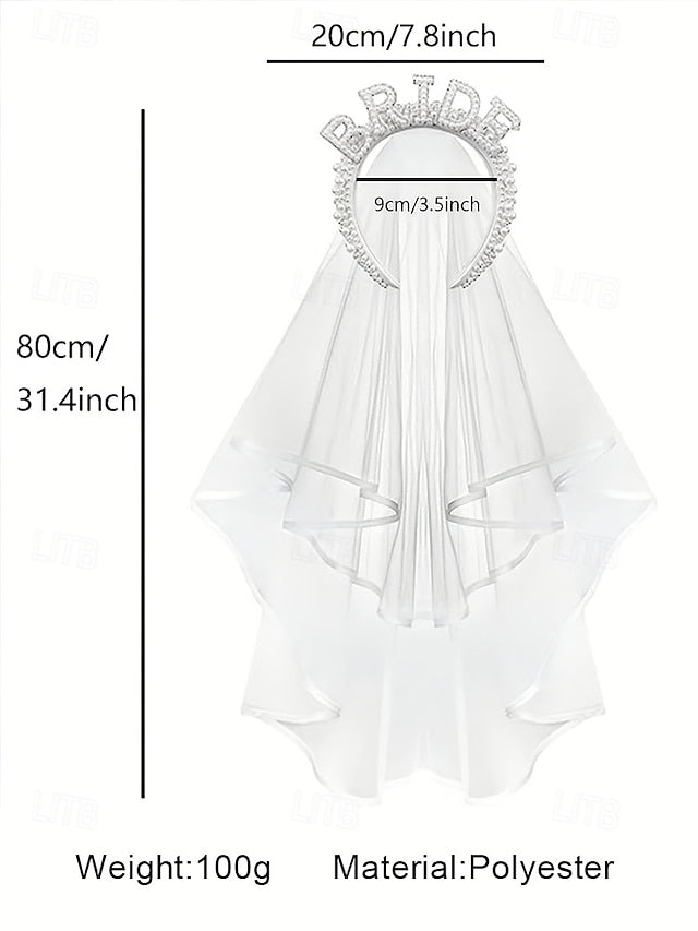 Pearl-Embellished with – Headband Veil 'BRIDE'