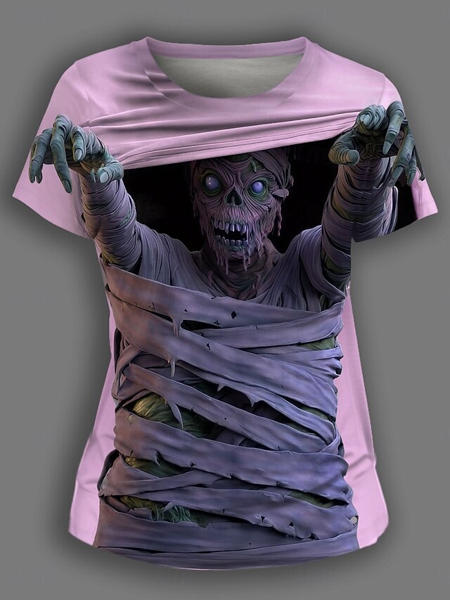 Women's T Shirt Graphic Skull Vintage Stylish Casual Short