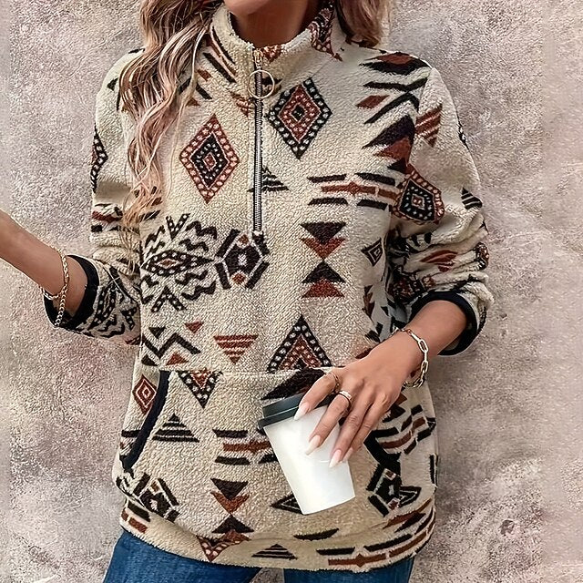 Women's Zip Up Sweatshirt Double Fuzzy Sweatshirt Thick