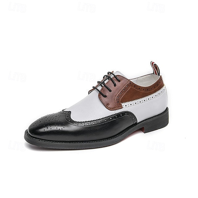 Oxford Men's Brown with and Shoes Wingtip White