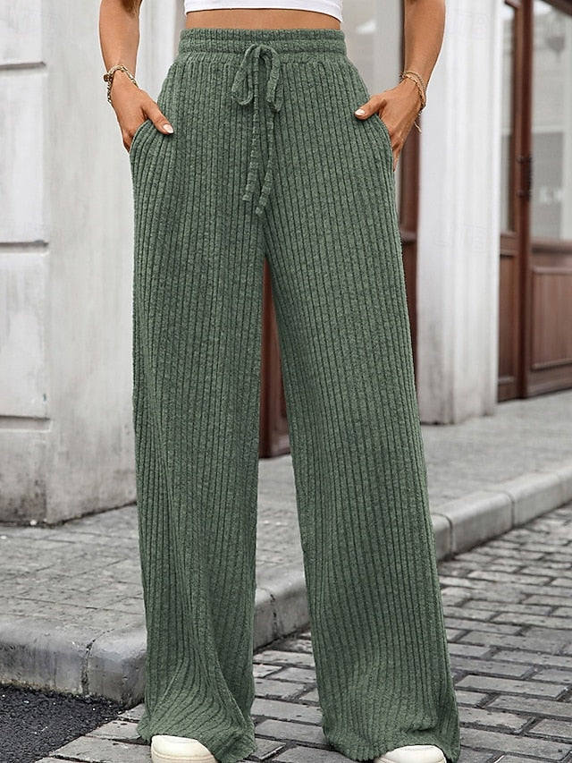 Women's Wide Leg Corduroy Pants Slacks Streetwear Casual