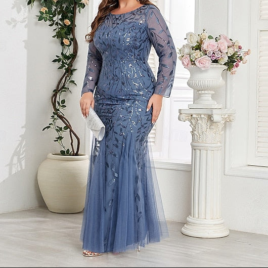 Trumpet Dress Evening Floor / Sparkle Mermaid Formal Gown