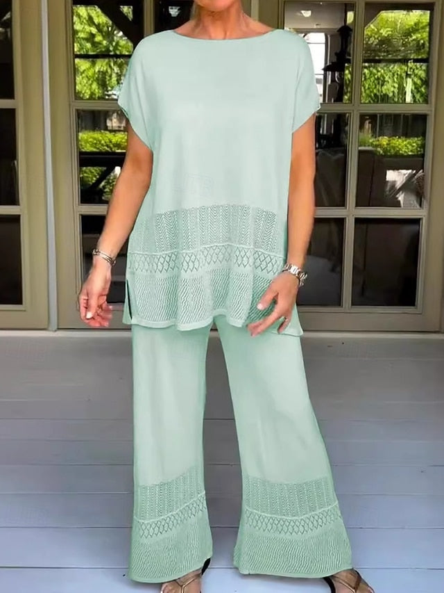 Women's Pants Sets Bolero Top Long Sleeve Crew Neck Plain